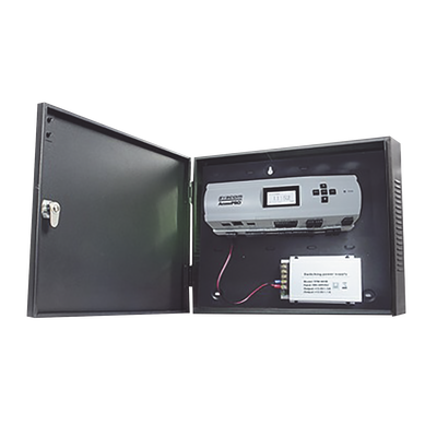 Controlador de Acceso / 4 Puertas / Biometría Integrada / 3,000 Huellas / Compatible con Sistemas de Elevadores (10 Pisos) / Incluye Gabinete y Fuente de Alimentación 12Vcc/5A 