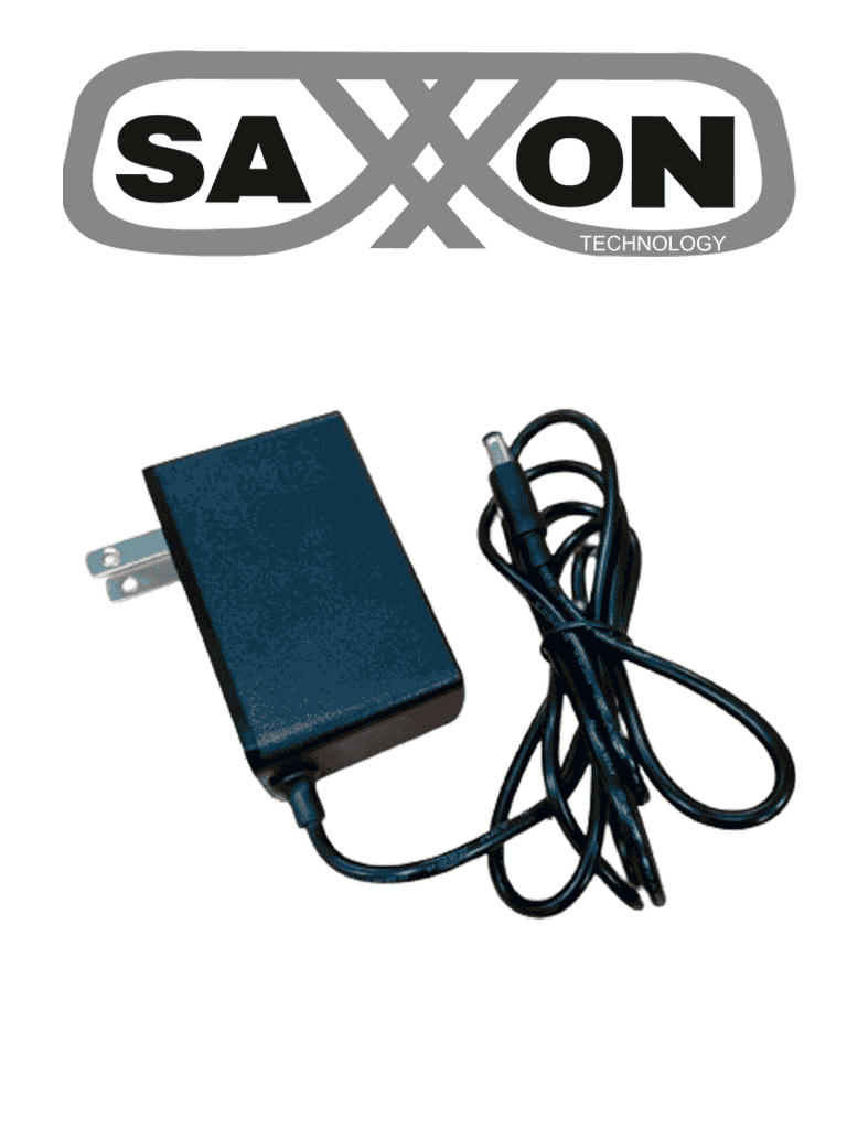 SAXXON KA24D1202000USH - Fuente de Poder Regulada / 12 Vcc 2 Amper / Conector Macho / Voltaje de Entrada: 100-240V / Ideal para Cámaras de CCTV , Controles de Acceso y Asistencia