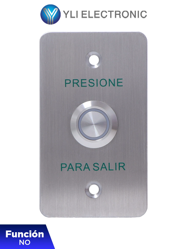 YLI YWP880BLED - Botón de Salida Mecánico, Indicador LED (Verde), Acero Inoxidable, 5-24 VCC, Función NO, Índice Protección IP68 #HD5