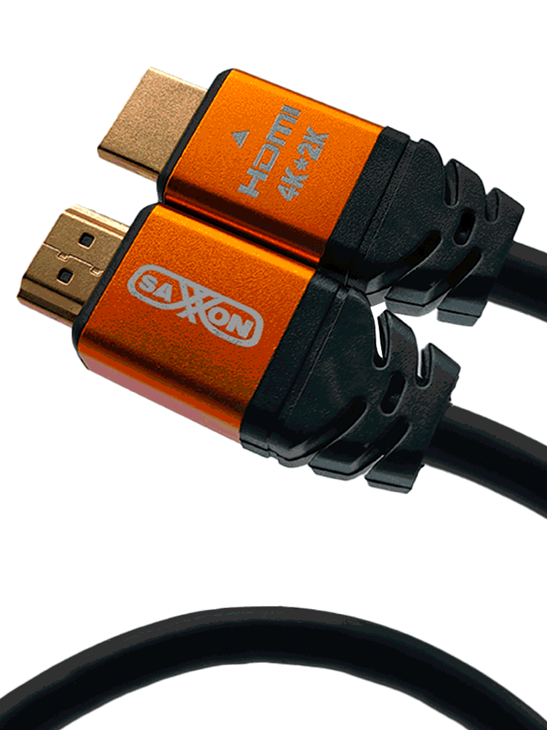 SAXXON SX-05HD-C - Cable HDMI de 0,5 metros de alta velocidad / Versión 2.0 / Resolución 4K / Canal de retorno de audio (ARC) / Video 3D / Blindado para reducir interferencias / Chapado en oro / Alta resistencia y durabilidad. 
