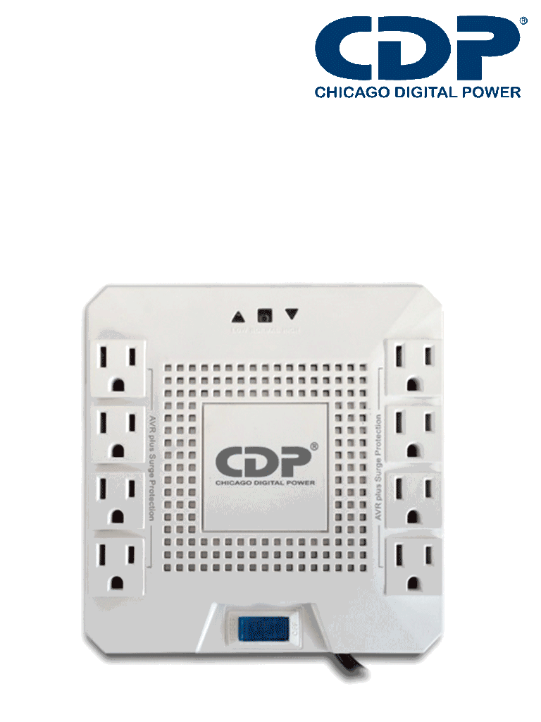 CDP R-AVR1808 - Regulador para equipos electrónicos de alto consumo, 1800VA / 1000W, con 8 tomas y protección.#2025CDP