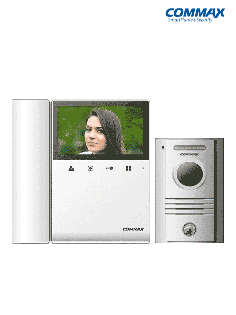 COMMAX CDV43K2P- Kit de videoportero incluye monitor CDV43K2 de 4.3 pulgadas con auricular para respuesta con audio y video desde frente de calle DRC40K, funcion de apertura de puerta, soporta segundo monitor y auricular DP4VHP #HD3