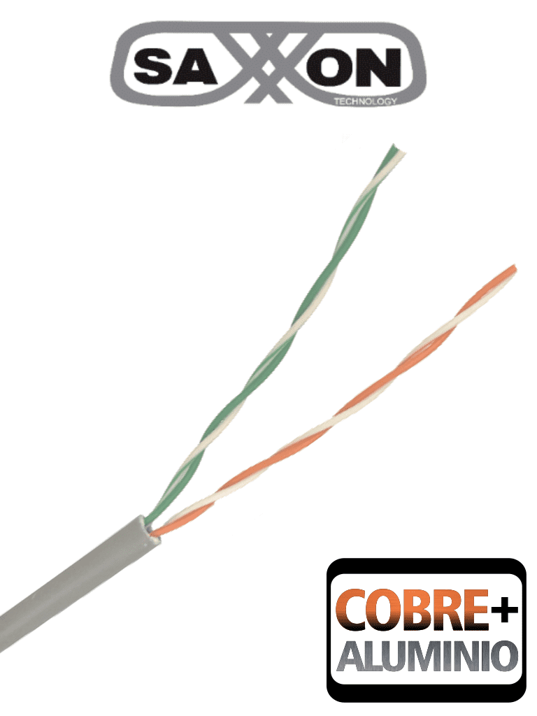 SAXXON OCAT3CCA - Bobina de Cable UTP Cat3/ 305 Metros/ CCA/ Color Gris/ Uso Interior/ 2 Pares/ Para Usos Multiples/ 