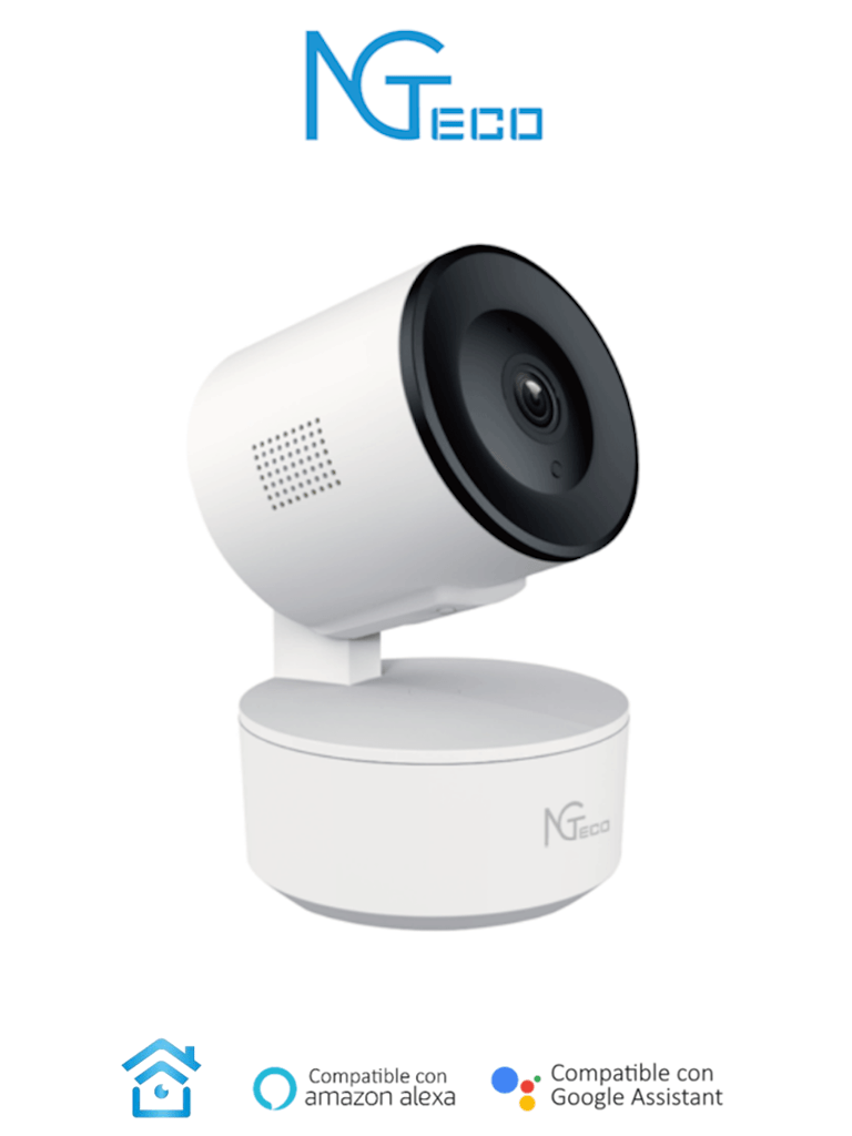NGTECO NGC2301 - Cámara PT WiFi / 1080p / Distancia IR 5 metros / Detección de movimiento / Movimiento 355° horizontal, 80° vertical / Almacenamiento Local y en la Nube / Control Remoto / Audio Bi-direccional / Funciona con Alexa #NG #ZK9 #MCI2