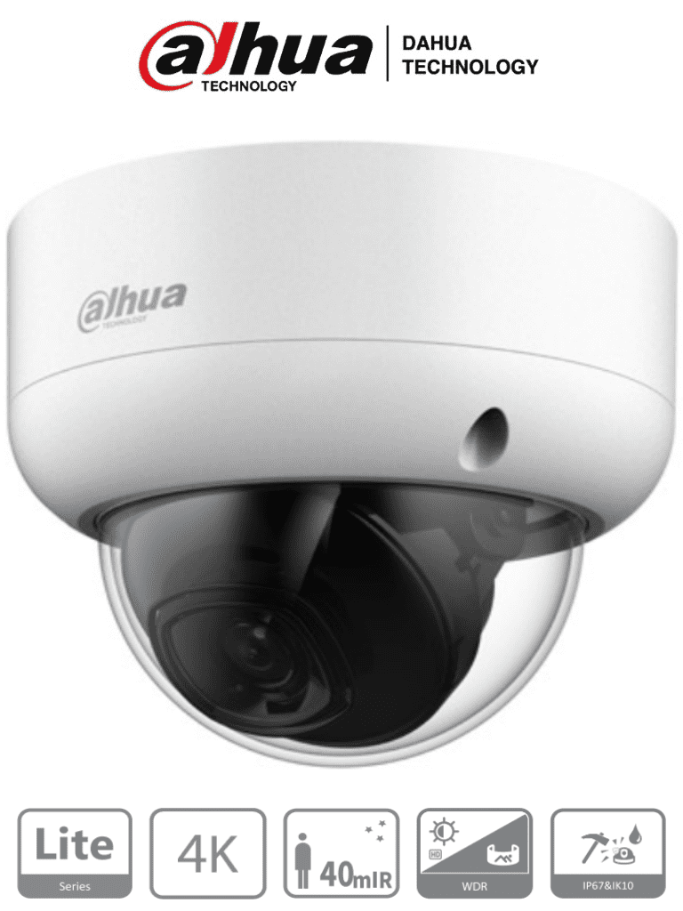 DAHUA HAC-HDBW1801EAN - Camara Domo Antivandalica 4k/ 8 Megapixeles/ Lente de 2.8mm/ 106 Grados de Apertura/ Metalica/ Super Adapt/ WDR Real de 120 dB/ IR de 40 Metros/  ip67/ IK10