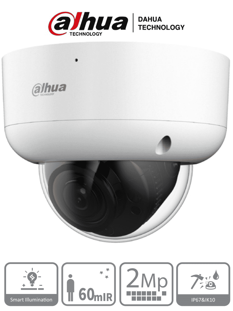 DAHUA DH-HAC-HDBW1200RAN-Z - Camara Domo Antivandalica de 2 Megapixeles/ Lente Motorizado de 2.7mm a 12mm/ Super Adapt/ IR de 60 Metros/ IP67/ IK10/ #MCI2