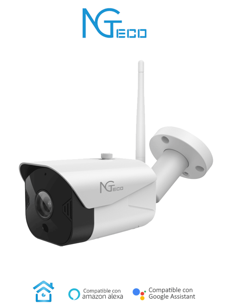 NGTECO NGC401 - Cámara Bullet WiFi / 1080P / Distancia IR 15 metros / Almacenamiento local y en la nube / Control Remoto / Audio Bi-direccional / Funciona con Alexa  #NG #ZK9