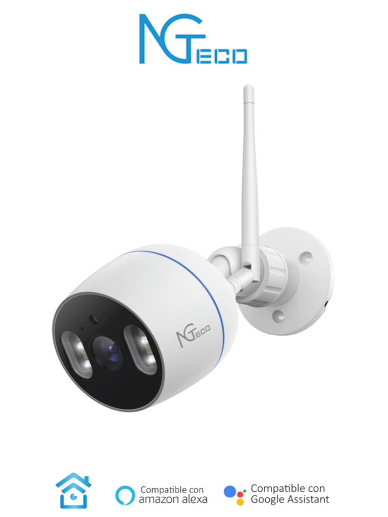 NGTECO NGC501 - Cámara Bullet WiFi / 1080P / Lente 3.6mm / Visión Nocturna / Almacenamiento local y en la nube / Control Remoto / Audio Bi-direccional / Funciona con Alexa  #NG #ZK9