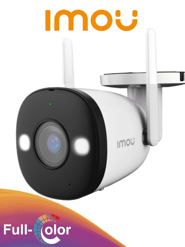 IMOU Bullet 2 4 MP(IPC-F42FEN-0280B-imou) -Cámara IP Bullet de 4 Megapíxeles Wifi/FullColor/Visión Nocturna Inteligente/Audio Dos Vías/ Disuasión Activa con Estrobo y Sirena Integrados / 102° de Apertura/ Lente de 2.8 mm/30 Mts IR/ H.265/ MicroSD/ IP67