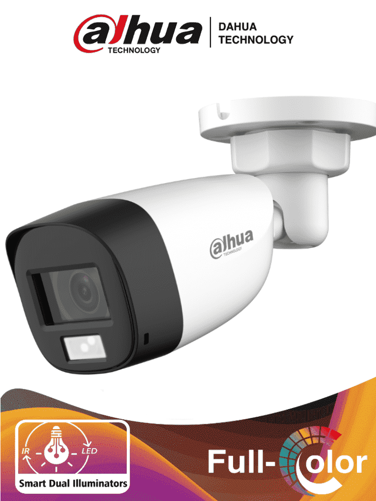 DAHUA HAC-HFW1200CLN-IL-A - Camara Bullet de 2 Megapixeles/Iluminación Dual Inteligente+FullColor/ Lente de 2.8mm/102 Grados de Apertura/ 20 Metros de IR y Luz Visible/ Micrófono Integrado/IP67/Soporta:CVI/CVBS/AHD/TVI/#VolDH #IngDahua #TECNOWEEN #DAHOCT