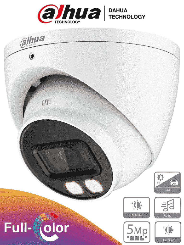 DAHUA  HAC-HDW1509TN-A-LED-0360B - Cámara Domo Full Color de 5 MP con lente de 3.6 mm y micrófono integrado. Ofrece iluminación LED hasta 40 metros, tecnología Starlight y resistencia al agua IP67 #HDCVI9.0 #VIVA #TECNOWEEN #TW1