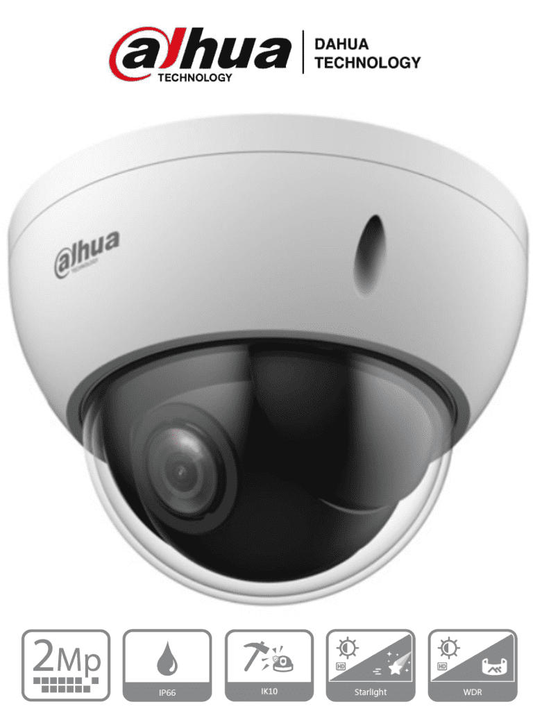 DAHUA SD22204DB-GC - Cámara PTZ Mini Domo Antivandálica de 2 Megapíxeles/ analógica / 4X de Zoom Óptico/ IP66/ IK10/ Starlight/ HLC/ 30FPS/ 3DNR/ #MCI2