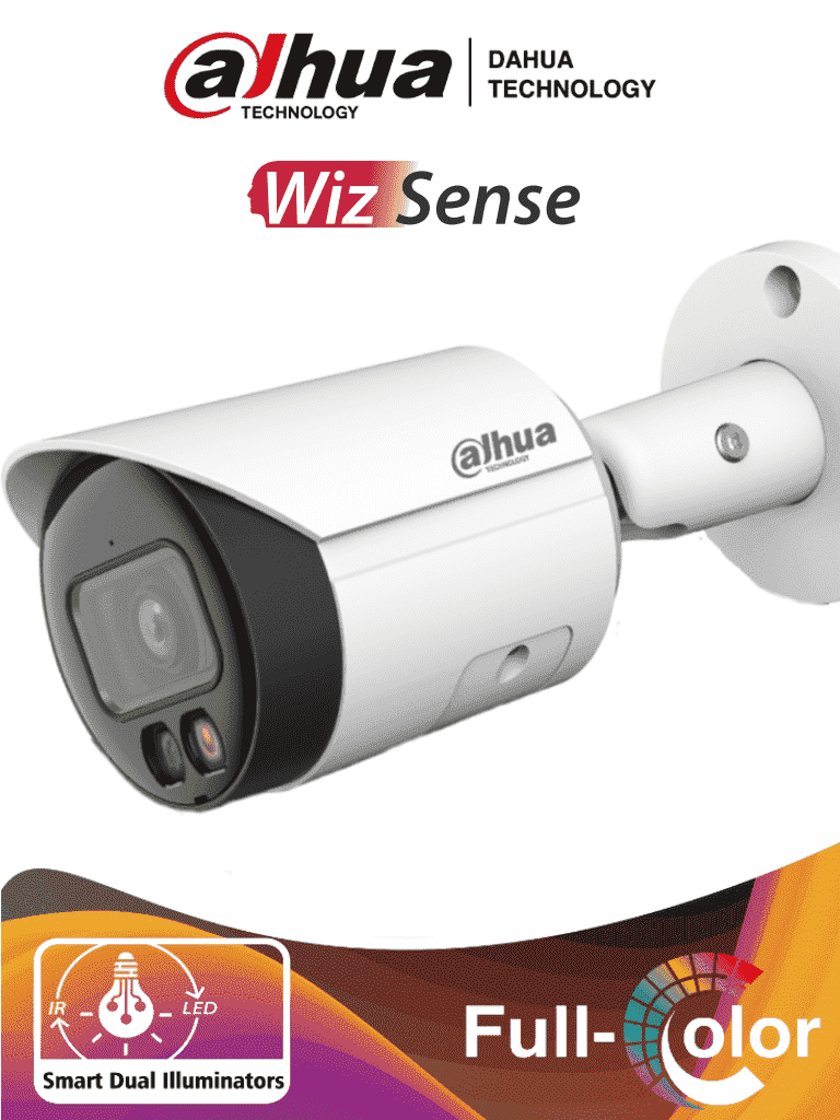 DAHUA IPC-HFW2549S-S-IL  - Camara Bullet IP 5 Megapixeles/ Iluminador Dual Inteligente+Full Color/ WizSense/ Lente de 2.8mm/ 111 Grados de Apertura/ Microfono Integrado/ 30 Mts de IR y Luz Visible/ Metal/ Ranura MicroSD / SMD Plus/ PoE #SwitchD2