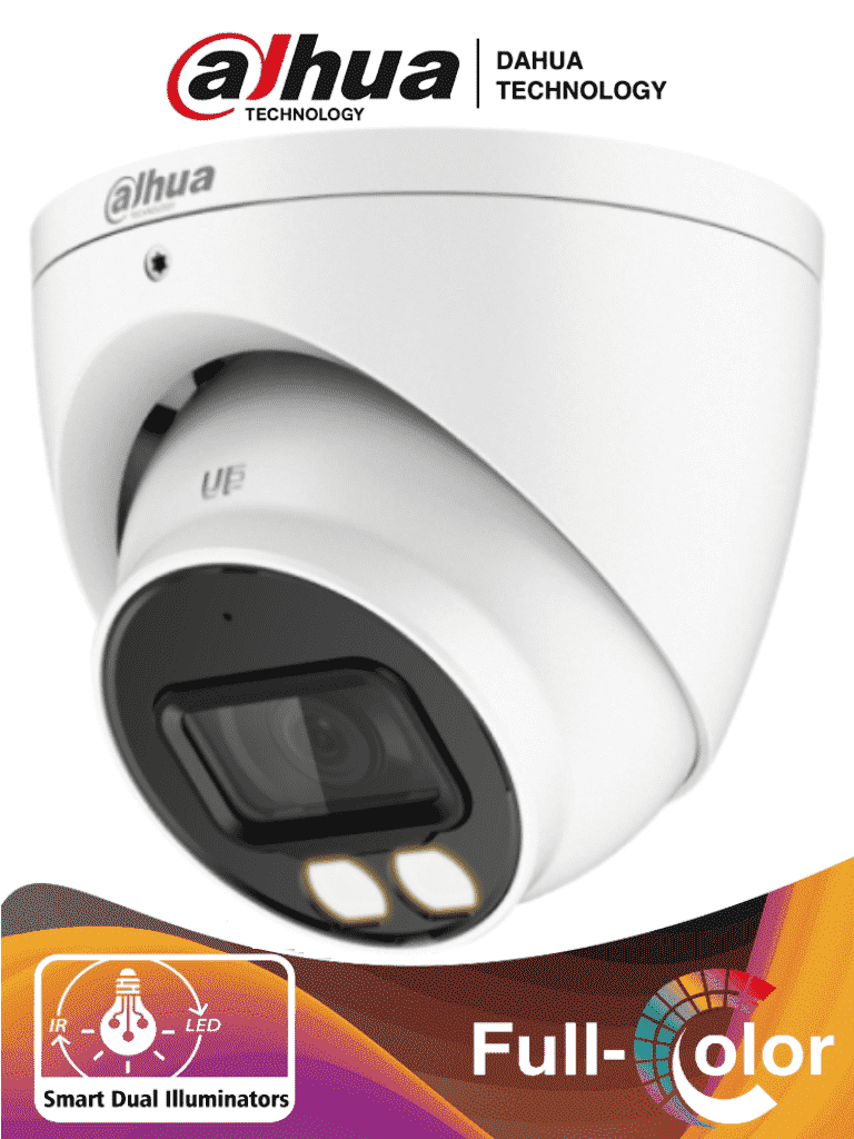 DAHUA HAC-HDW1200T-IL-A - Camara Domo de 2 Megapixeles/ Iluminador Dual Inteligente + Full Color/  Lente de 2.8 mm/ 102 Grados de Apertura/ Microfono Integrado/ 40 Metros de Iluminacion IR y Visible/ dWDR/ IP67/ Super Adapt/ 