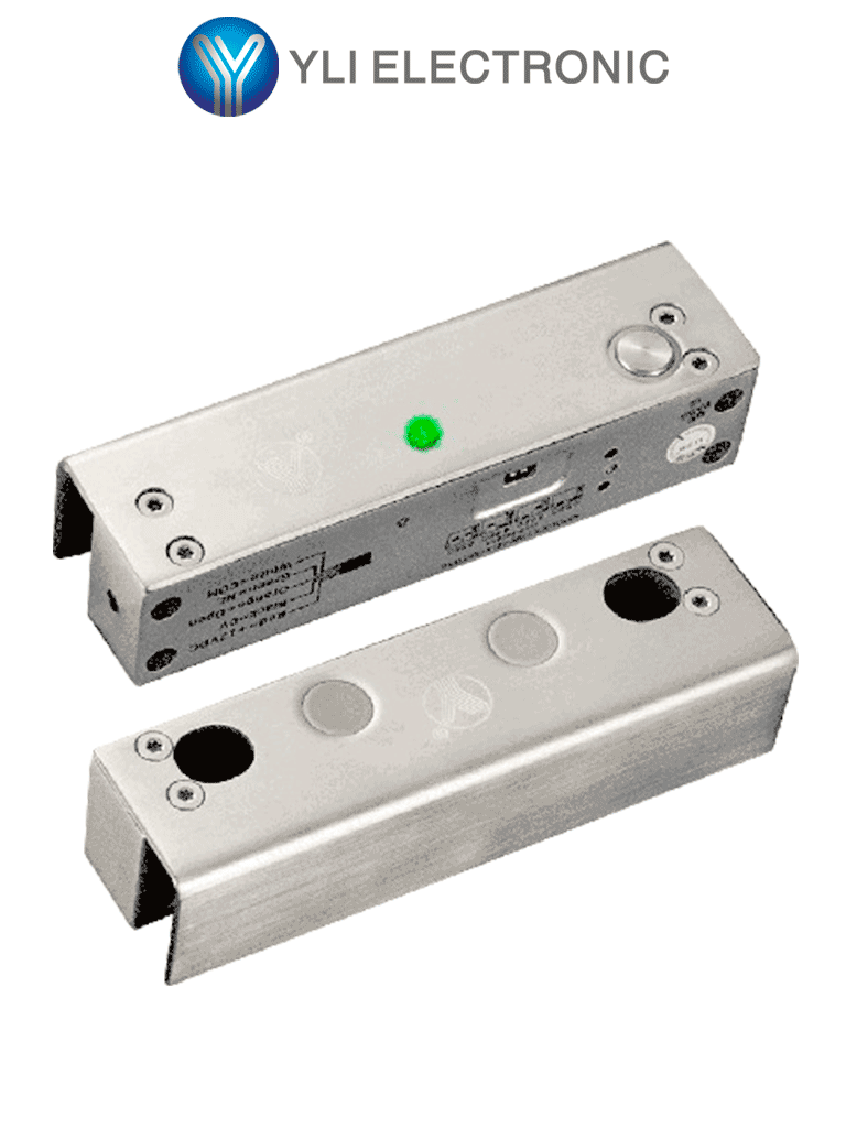 YLI YB500ULED - Cerradura Eléctrica 1000 Kg de Fuerza de Sujeción, Indicador LED para Puerta de Vidrio Sin Marco, 12 VDC, con Retardo de Tiempo Ajustable #ML3
