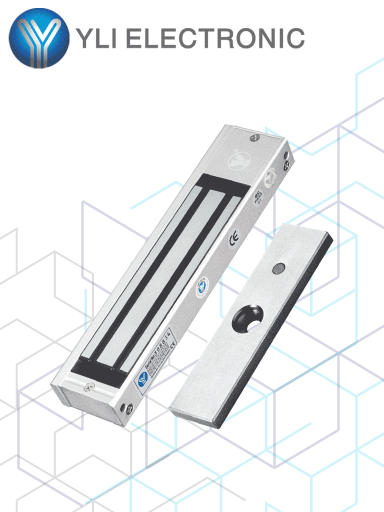 YLI YM180NLED Cerradura Magnética con indicador led para Control de Acceso / Fuerza de Sujeción 180 Kg o 350 LB / Compatible con Soporte MBK180NZL / Para puerta de madera, vidrio o metal