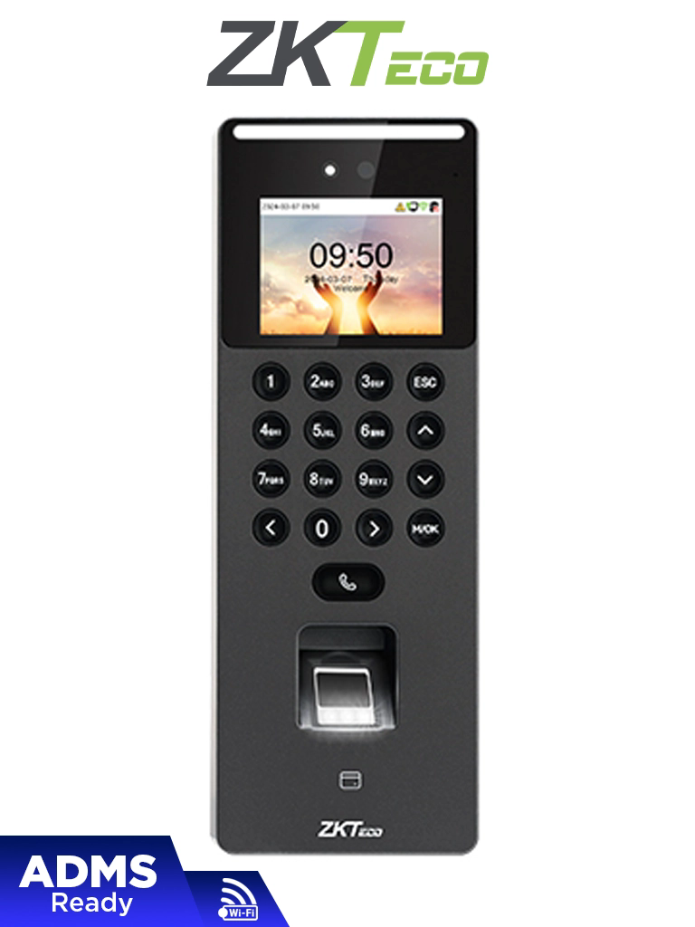 ZKTECO SenseFace2A - Control de Acceso y Asistencia Visible Light con Autenticación Facial (1500 Rostros), Huella Digital BioID+ (3000), Tarjeta ID 125 KHz (3000), Registro de 150,000 Eventos, Conectividad TCP/IP y WiFi #HD8 #ZKA #MCI1