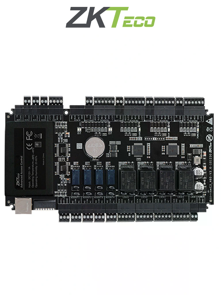 ZKTECO C3-400Plus Package B - Panel de control de acceso RFID, 4 puertas, 8 vías, capacidad para 100,000 usuarios y tarjetas, códigos QR dinámicos, Push SDK