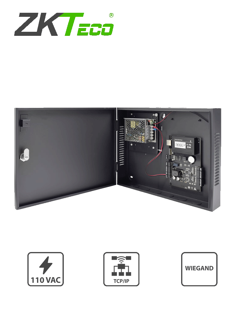 ZKTECO C3100PackageB - Control de Acceso Profesional para 1 Puerta / Gabinete y Fuente / Sin Biometría / Fácil Administración con Software ZKAccess 3.5 