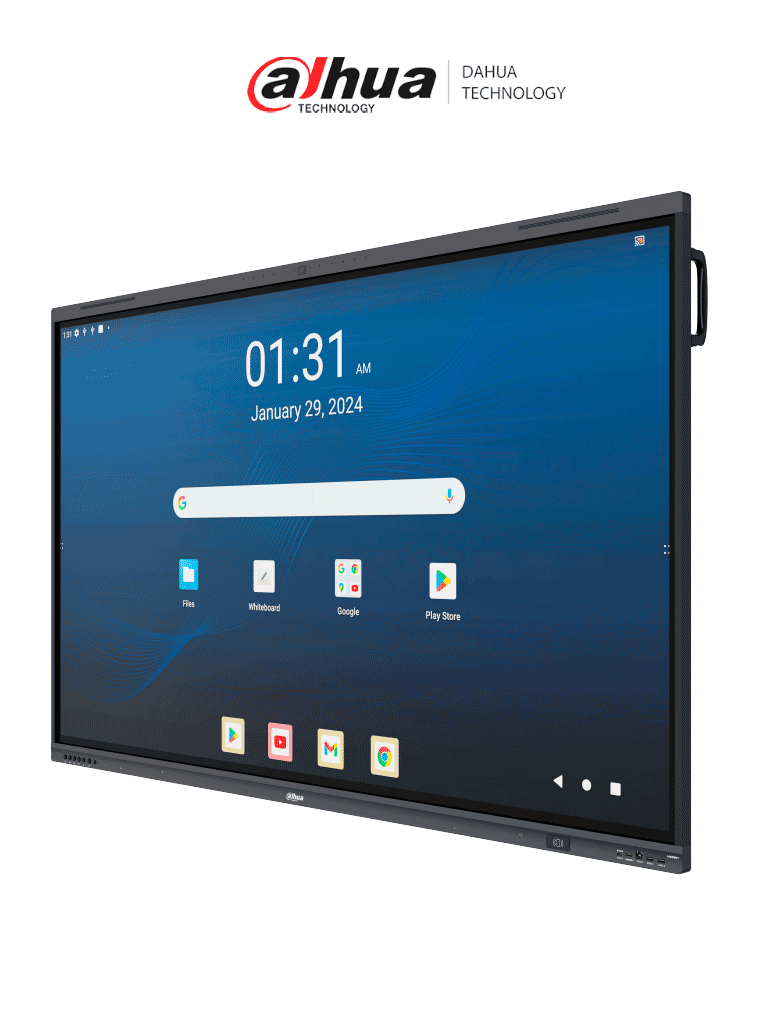 DAHUA DHI-LPH75-MC480-U-S - Pantalla Interactiva de 75” 4K UHD, con Android, cámara de 48MP, micrófono y altavoces integrados. Ideal para educación y oficinas, compatible con apps de google meet (Teams, Gmail, Youtube, Play store), Teams, Zoom.
