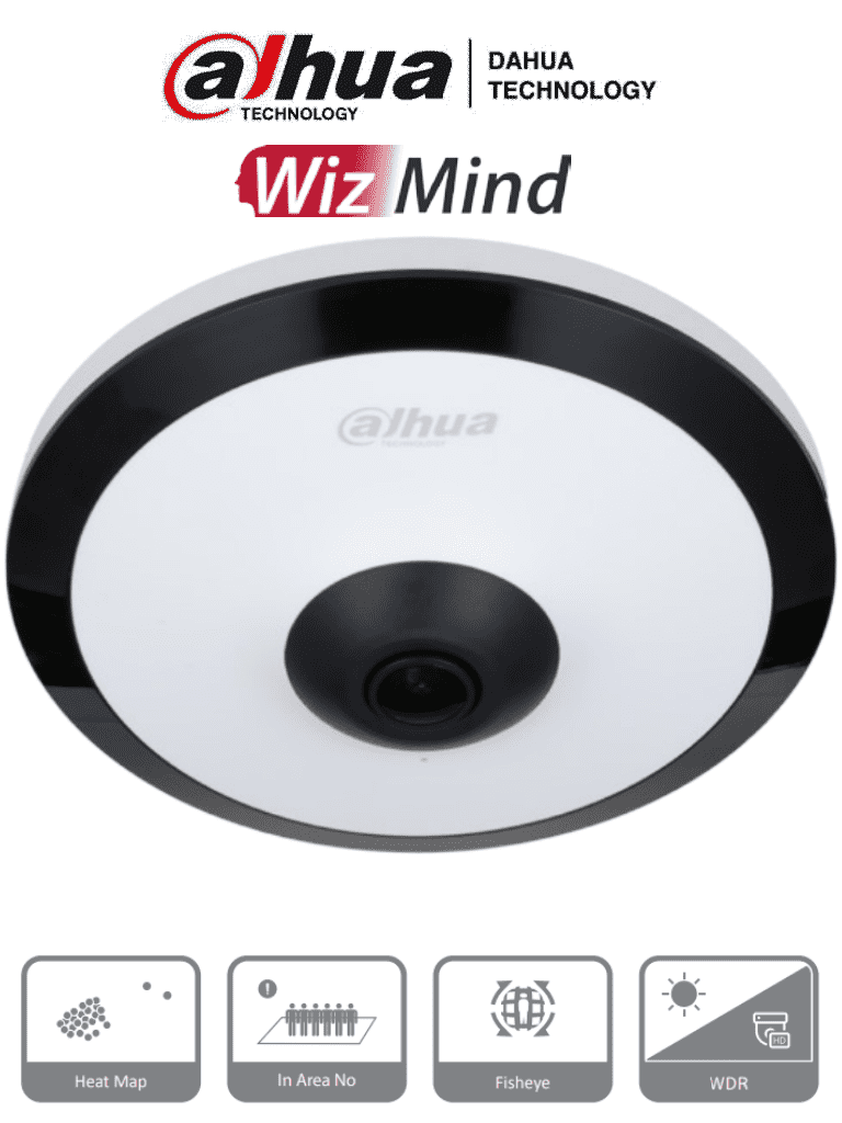 DAHUA IPC-EW5541N-AS - Cámara IP FishEye de 5 MP/WinzMind/ IR de 10 Mts/H.265+/ PoE/ WDR Real/ Micrófono Integrado/ Heat Map/ Detección Inteligente/ Ranura para MicroSD/E&S de Alarma/E&S de Audio/ 3D DNR, HLC, BLC/Interior #MDIP #IMD #FAB #DA5 #MCI2