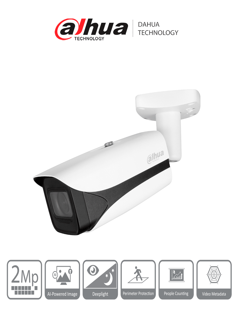 DAHUA IPC-HFW5241E-ZE - Camara IP Bullet 2 MP/ WizMind S/ IA Face Detection/ IR 60 mts/ Motorizado 2.7 mm–13.5 mm/ Aprendizaje Profundo/ E&S Alarma y Audio/ SMD3.0/ IP67/ IK10 #IMD #MCI2