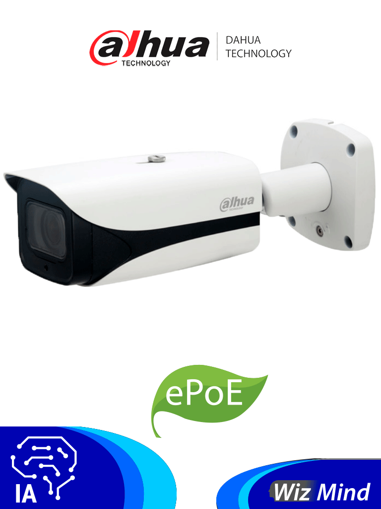 DAHUA IPC-HFW5442EN-ZE-Cámara IP Bullet Resolución de 4 MP, lente motorizado 2.7-12mm(ángulo 114°-47°)IR 60 m, IA WizMind, detección facial, protección perimetral, conteo de personas, Starlight,ePoE,WDR 140 dB, IK10, y E/S alarma/audio #MDIP #IMD