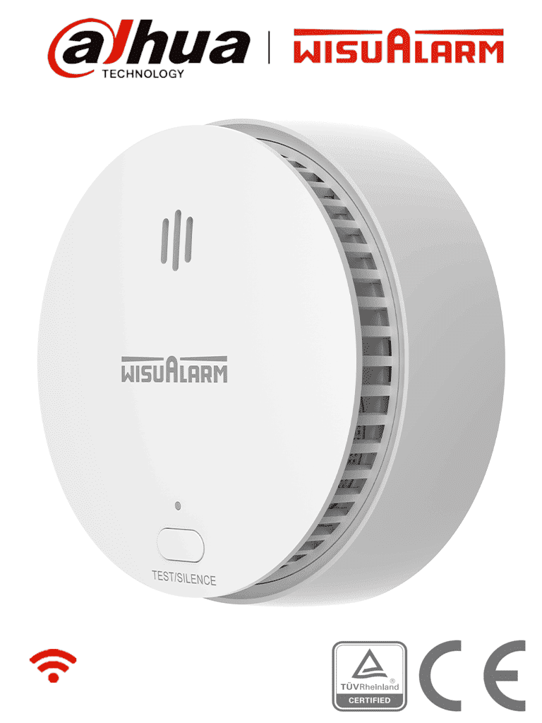 DAHUA WISUALARM HY-SA2FA - Detector Inteligente de Humo WiFi 2.4 Ghz, Sensor Fotoeléctrico, Sonido de Alarma de 85dB, Alarma Visual y Audible, Envía Notificaciones en Tiempo Real a APP, Certificaciones TÜV and CE, #LoNuevo #Wisualarm #MCI1
