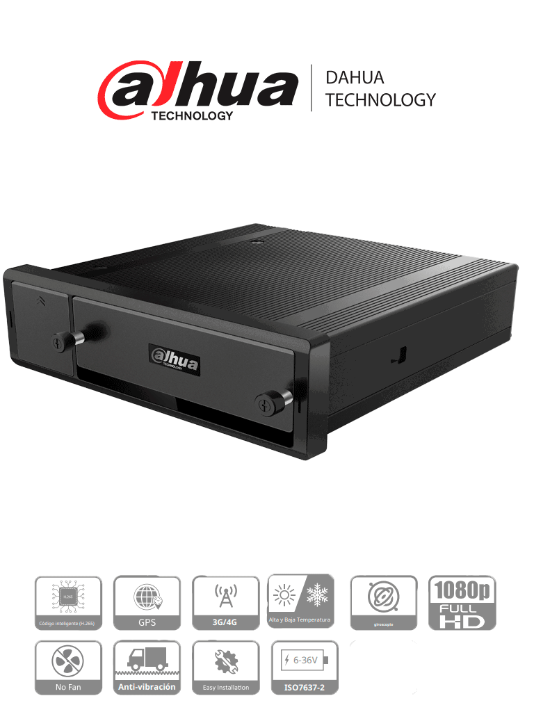 DAHUA DHI-MXVR4104-GFI - DVR Movil de 4 Canales HDCVI 1080p+4 Canales IP/ H.265/ GPS/ 4G/ Soporta 1 HDD 2.5 Pulgadas + 1 Tarjeta SD/ Soporta HDCVI/AHD/TVI/CVBS/IP/ 