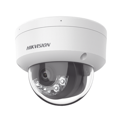[Dual Light] Domo IP 2 Megapixel / Lente 2.8 mm / 30 mts IR + 20 mts Luz Blanca / Micrófono Integrado / Antivandálico IK08 / ACUSENSE Lite / Exterior IP67 / H.265 / PoE / ONVIF 