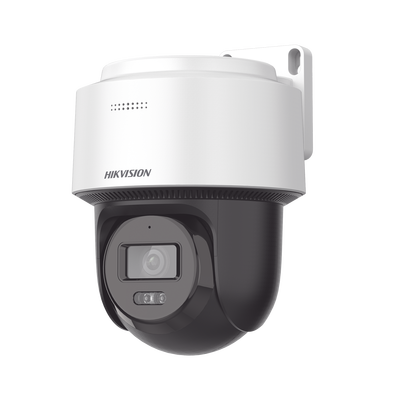 Domo PT IP 4 Megapixel / Lente 4 mm  / Dual Light (30 mts IR + 30 mts Luz Blanca) / ACUSENSE / Autoseguimiento en Humanos / PoE / IP66 / Micrófono y Bocina Integrado (Audio de Dos Vías) / Micro SD / Incluye Montaje de Pared o Techo