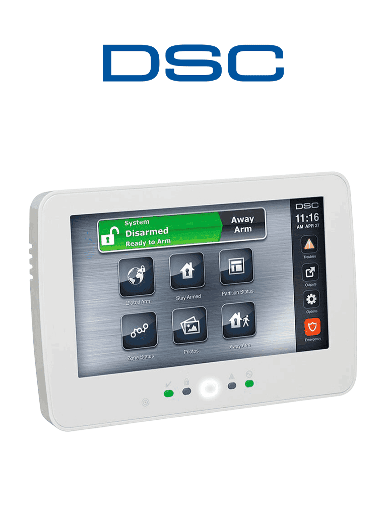 DSC HS2TCHPN - Teclado Cableado de Pantalla Táctil de 7’’ con Lector de Proximidad admite 128 zonas compatible con NEO  
