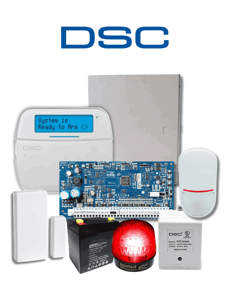 DSC SEEDPACK EXCLUSIVO TALLERES-  Paquete para desarrollo instaladores de alarmas serie NEO con 32 Zonas Inalámbricas / Panel HS2032 / Teclado LCD Alfa HS2LCDRF9N/ Gabinete / 1 Contacto PG9303 / PIR  LC200 / Transformador / 1 Estrobo /con Batería #TALLER