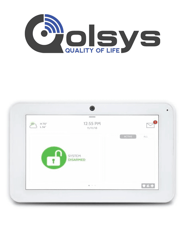 QOLSYS IQREMOTE - QW9104-840 Panel Touch Secundario de 7”Compatible con IQ Panel 4, IQ Hub, IQ4 Hub, IQ Pro y IQ Panel 2 Plus.  Cámara de 5MP Embebida y Control Completo de las funciones de seguridad  y Z-Wave