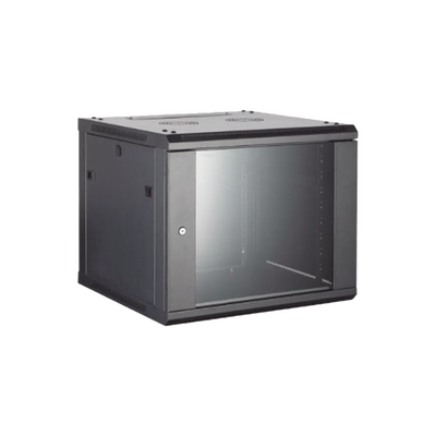 Gabinete para Montaje en Pared/ Piso, con Puerta de Cristal Templado, Cuerpo Fijo, con 4 Unidades de Rack, de 19in, Fabricado en Acero