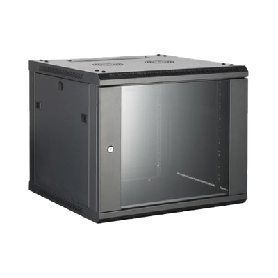 Gabinete para Montaje en Pared/ Piso, con Puerta de Cristal Templado, Cuerpo Fijo, con 6 Unidades de Rack, de 19in, Fabricado en Acero