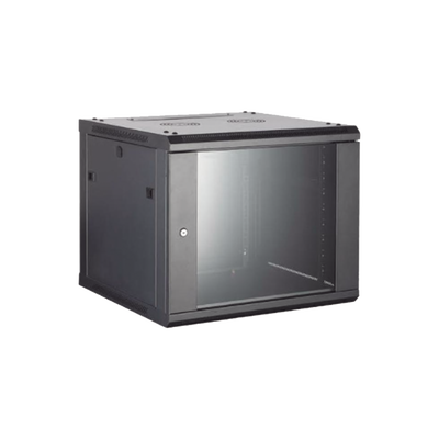 Gabinete para Montaje en Pared/ Piso, con Puerta de Cristal Templado, Cuerpo Fijo, con 12 Unidades de Rack, de 19in, Fabricado en Acero
