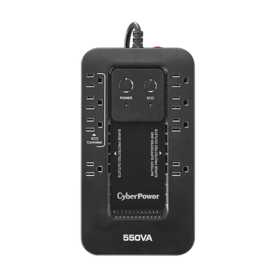 UPS de 550 VA/330 W, Topología Standby con Modo Ahorrador ECO, Entrada 120 Vca NEMA 5-15P, Con 8 Tomas NEMA 5-15R 