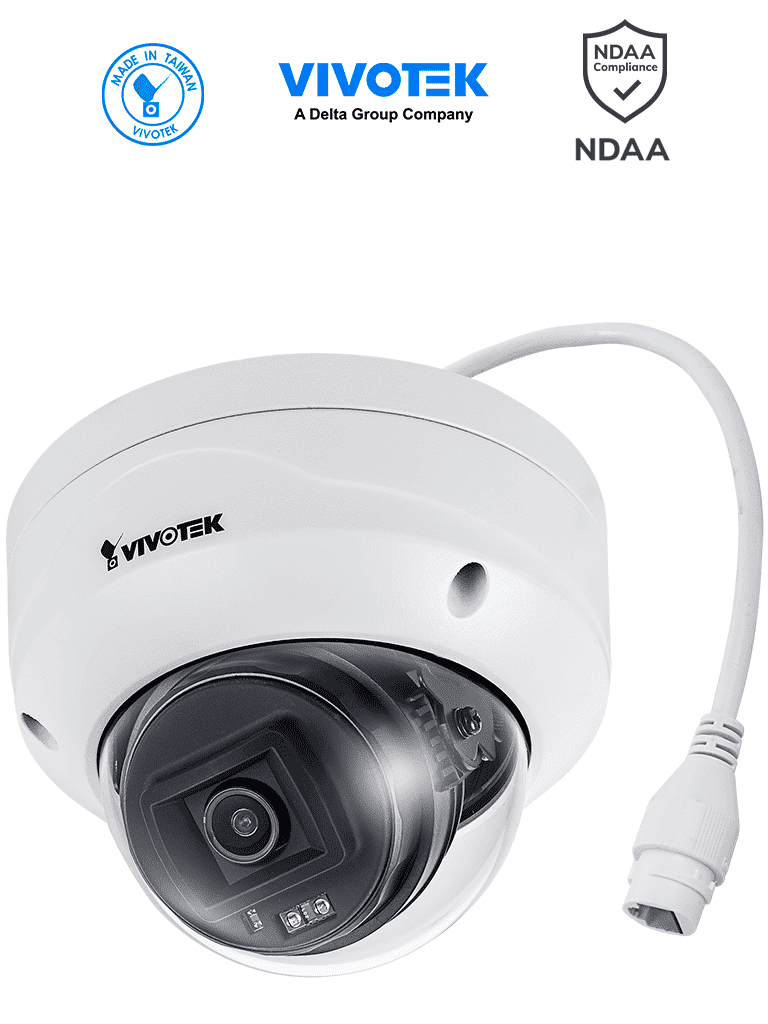 VIVOTEK FD9380-H - Cámara IP domo exterior 5 MP, H.265, lente 2.8mm, Smart IR 30m, WDR Pro, visión SNV, ciberseguridad Trend Micro, ranura MicroSD, protección IP66/IK10, NDAA, ONVIF #VTK