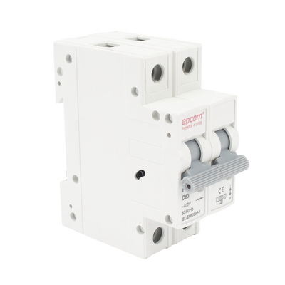 Protección Térmica/ Interruptor 2P, 63 A,  Corriente Alterna  400 Vca para Aplicación Fotovoltaica Montaje Riel DIN