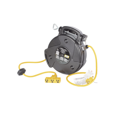 Carrete de Cable comercial (12/3 rudo), para 125 V CA, 12.2 m de longitud con salida triple de 15 A.