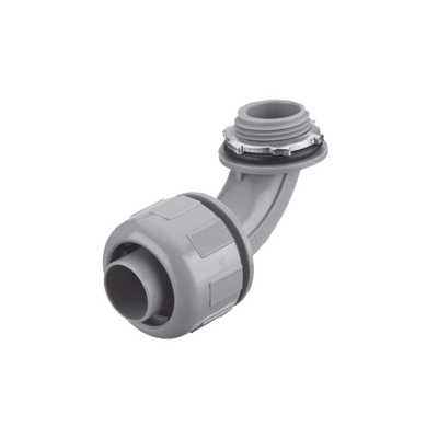 Conector Curvo 90° de Nylon de 3/4" para Tubería Liquidtight Polytuff.
