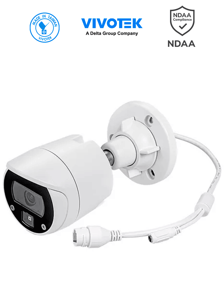 VIVOTEK IB9369 -  Cámara IP bullet exterior 2 MP, lente 2.8mm, Smart IR 30m, WDR digital, Smart Stream III, Smart Motion, 3DNR, ranura MicroSD/SDHC/SDXC, IP66/IK10, NDAA y ONVIF.