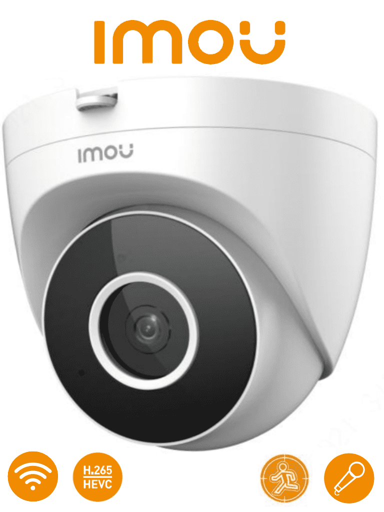IMOU Turret SE (IPC-T22EN) - Camara IP Domo Wifi de 2 Megapixeles con lente de 2.8 mm y un ángulo de 92°. Incluye detección de humanos, notificaciones en tiempo real, micrófono, IR de 30m, ranura MicroSD y es ideal para interiores. #MCI2