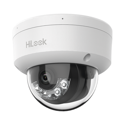 [Dual Light] Domo IP de 2 Megapixel (1080p) / Lente 2.8 mm /  Ángulo de visión 101° / 20 mts IR + 15 mts Luz Blanca / Micrófono Integrado / ACUSENSE Lite /  PoE / dWDR / H.265+ / ONVIF