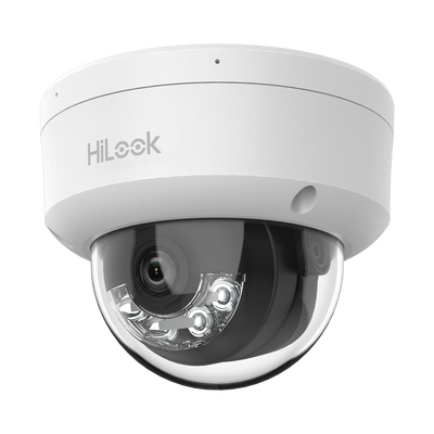 HiLook Series / Domo IP de 4 Megapixel   / Lente 2.8 mm / 30 mts IR /  Micrófono Integrado / Exterior IP67 / PoE / WDR 120  / H.265+ / ONVIF