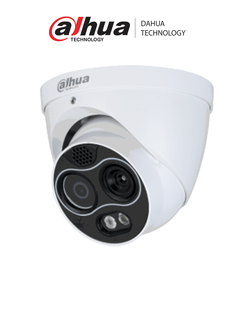 DAHUA TPC-DF1241-B2F2-DW-S8 - Camara IP Dual Termica/ Lente Termico de 2mm (256×192) / Lente Visible de 2mm y 4 Megapixeles/ Eureka/ IA con Detección de Calor, Fumadores, Vehiculos y Personas/ IR de 30 Mts/ IP67/ Alarma de Audio/ MicroSD/ E&S de Alarma/ 