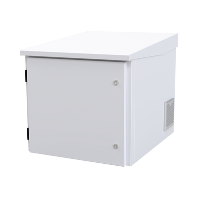 Gabinete PROFUNDO hasta 705 mm  de profundidad, de Exterior de 9UR con Ventiladores y Termostato, Se envía el Gabinete Armado, (Montaje a poste o torre se vende por separado).