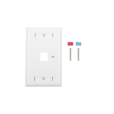 Placa de pared de 1 puerto, Keystone, con espacio para etiqueta, Color Blanco 