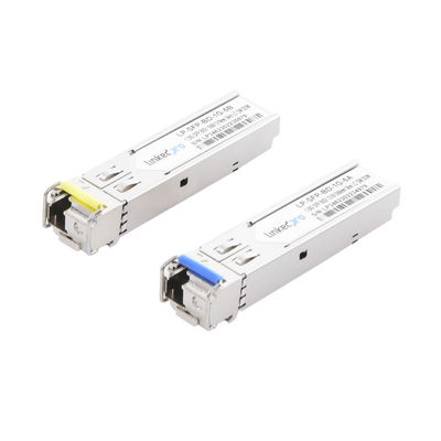 Transceptores Ópticos Bidireccionales SFP (Mini-Gbic) / Monomodo 1310 & 1550 nm / 1.25 Gbps / 1000BASE-BX / Conector LC/UPC Simplex / DDM / Hasta 5 km / 2 Piezas 